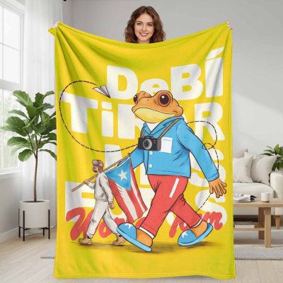 Colorful Frog Photographer Flannel Blanket Cartoon Travel Print Soft Warm Lightweight Cozy Throw Suitable for Sofa Bedroom Living Room Office Gift Picnic Home Decor